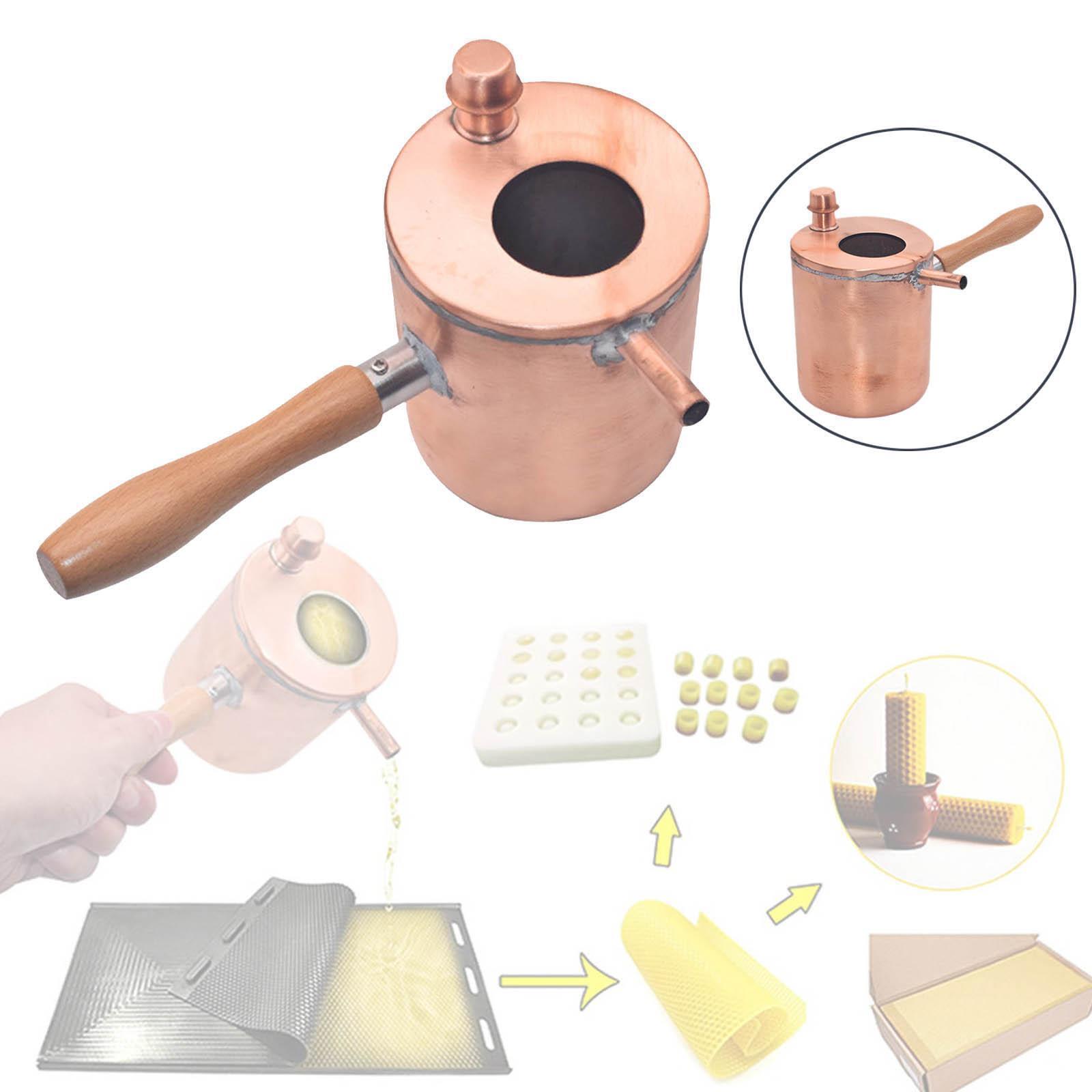 Beeswax Melting Pot Wooden Handle Boiling Melter Tools Storage Diy For Home