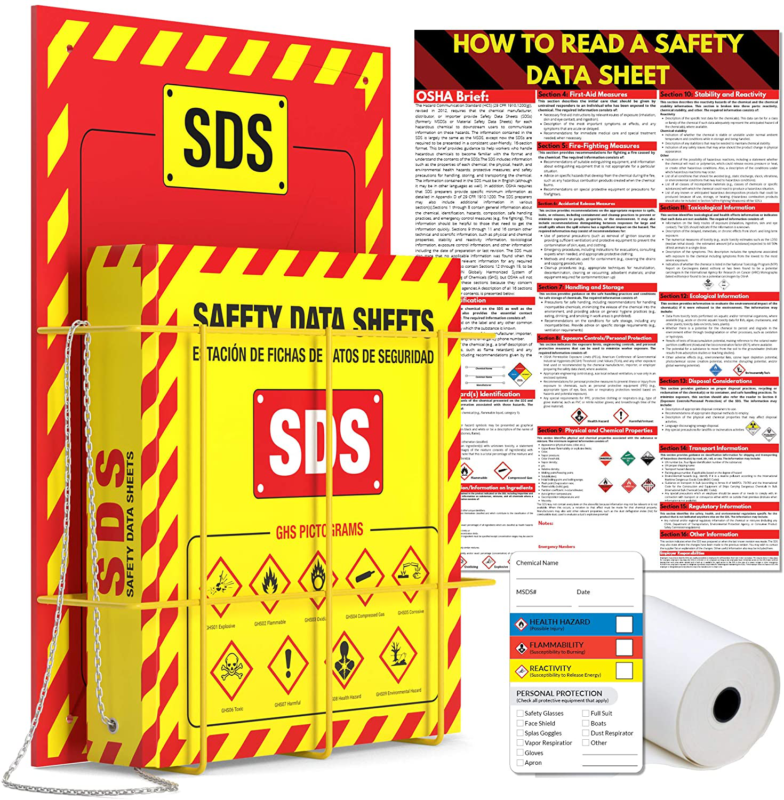 Sds Wall Station - 3 Inch 4 Ring Material Safety Data Sheet Binder With Sds Wire