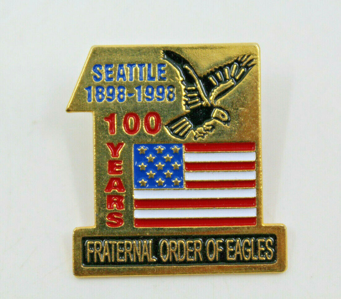 Foe Fraternal Order Of Eagles Seattle 100 Years 1898 - 1998 Washington Flag Pin