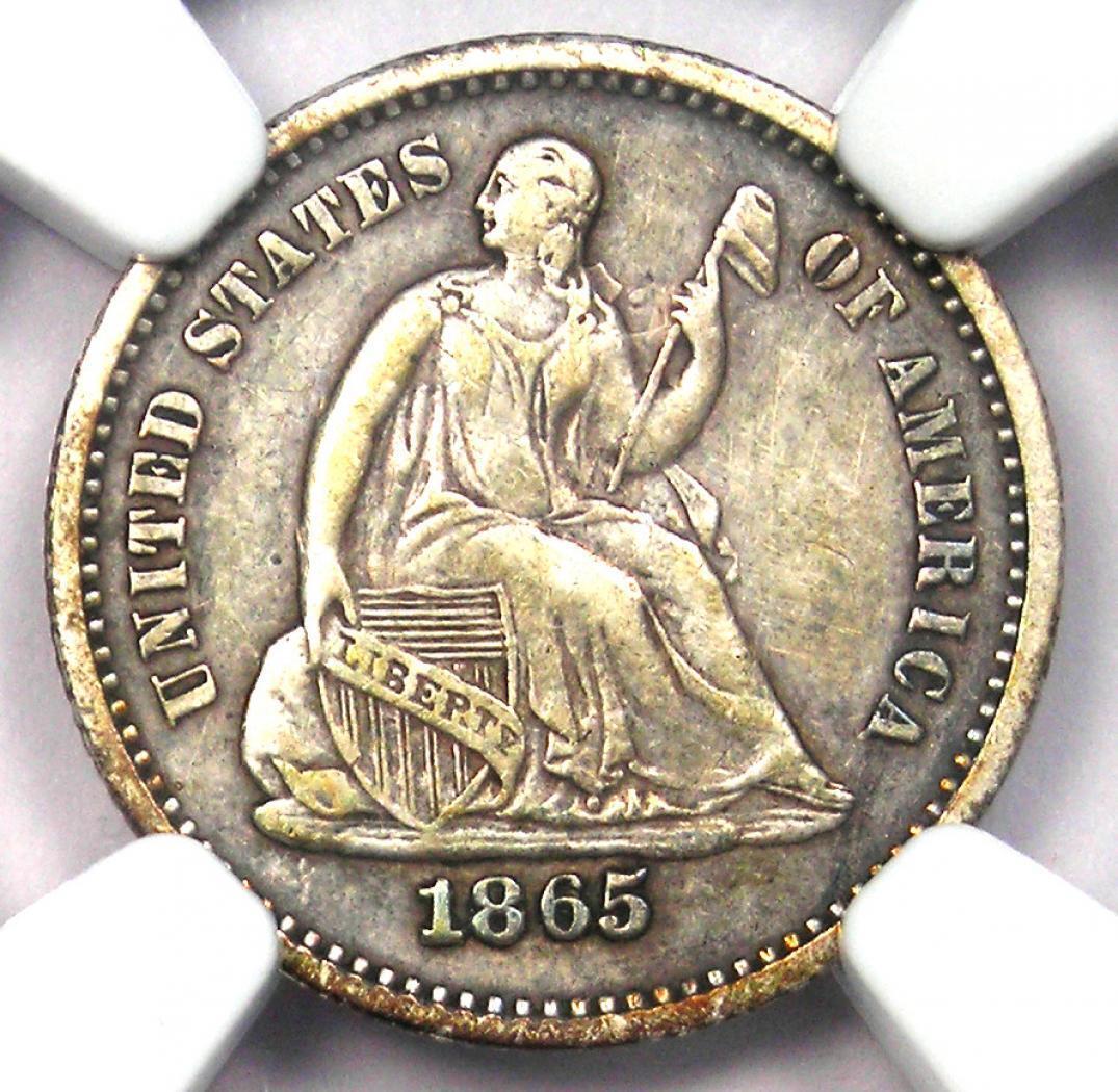 1865-s Seated Liberty Half Dime H10c - Certified Ngc Xf Detail (ef) - Rare Date