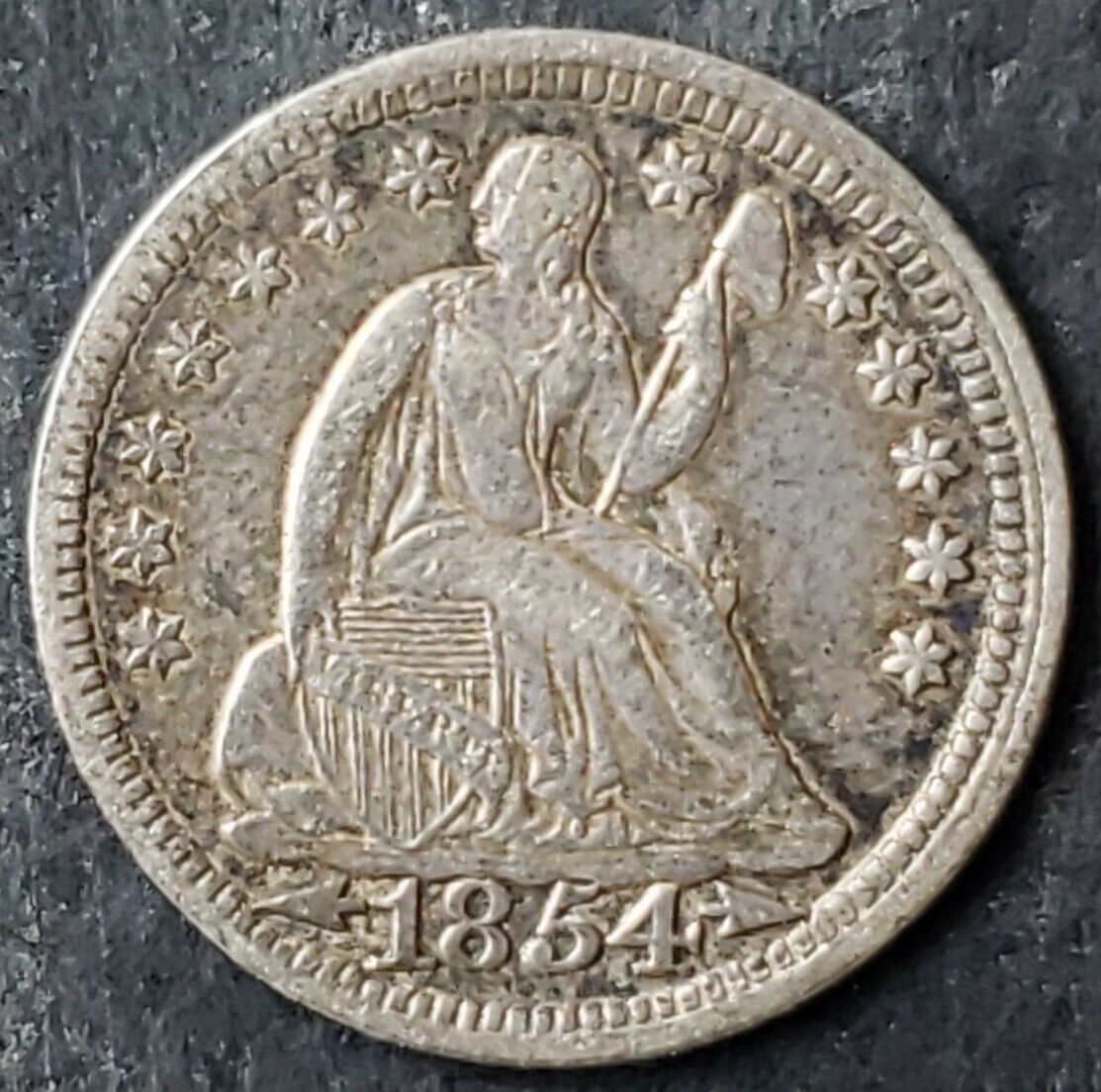 1854 5c Seated Liberty Silver Half Dime