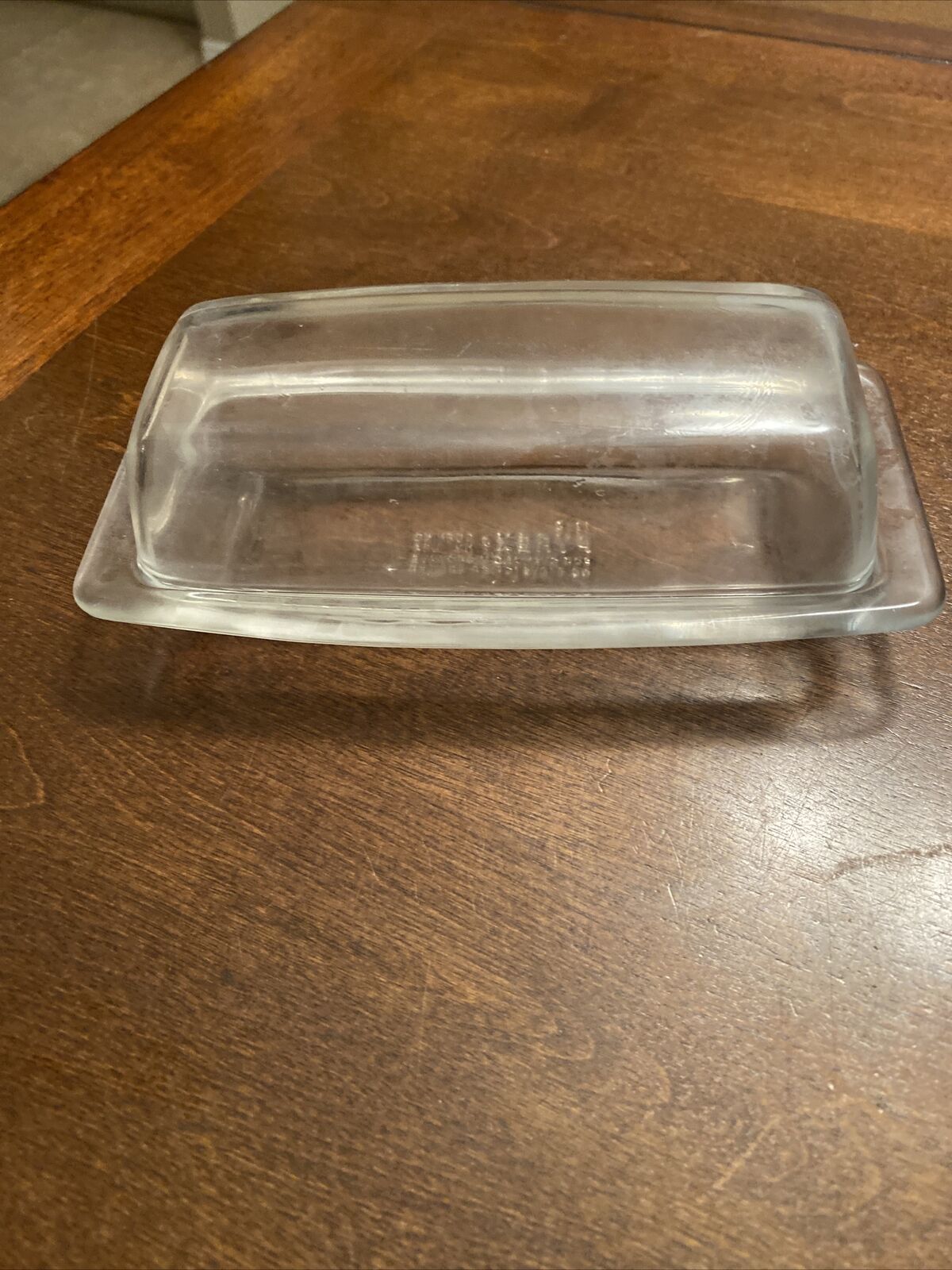 Vntg Clear Pyrex Butter Dish w/Lid  7”x3.5”