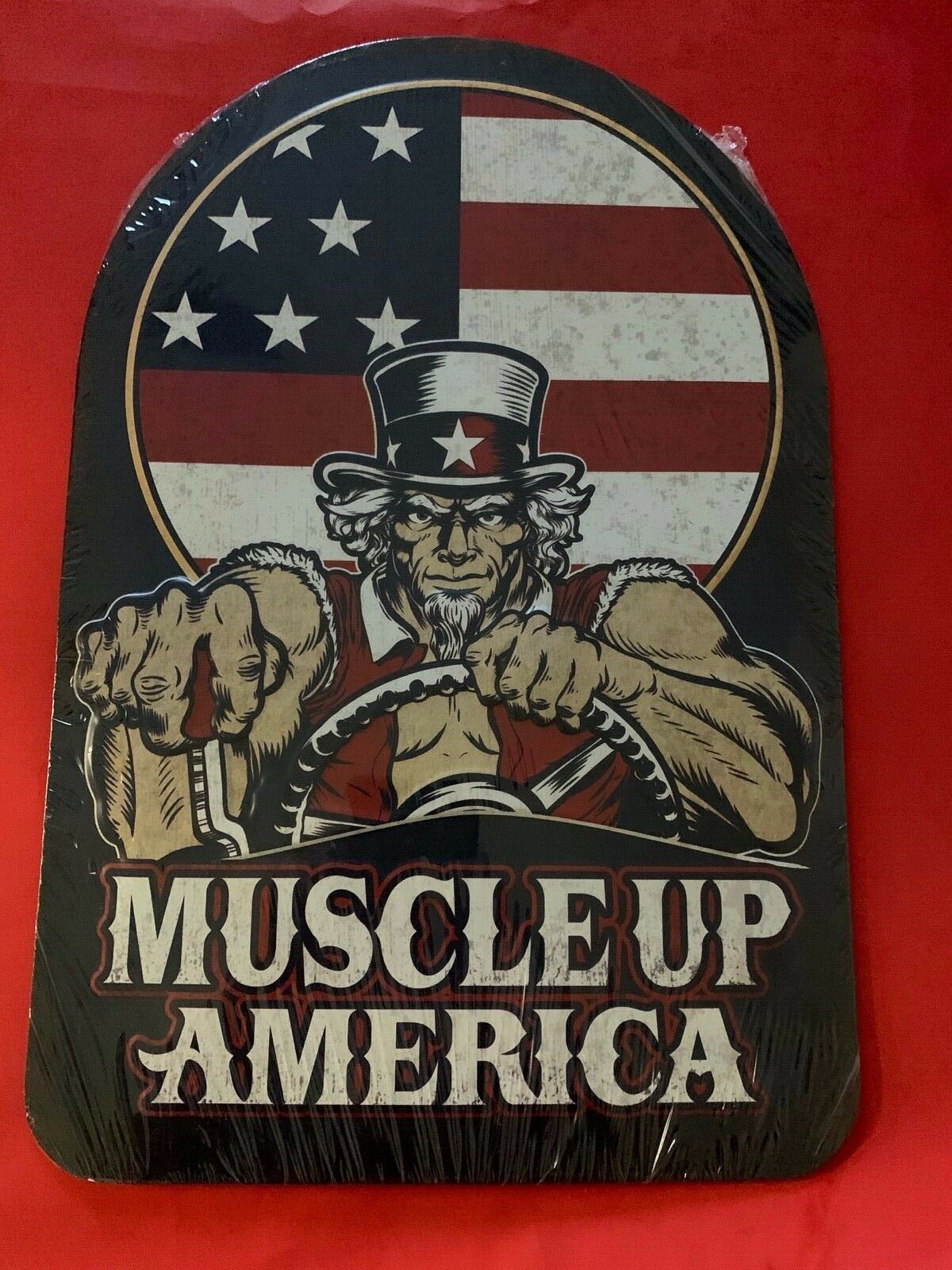 Muscle Up America Embossed Metal Sign Uncle Sam 18