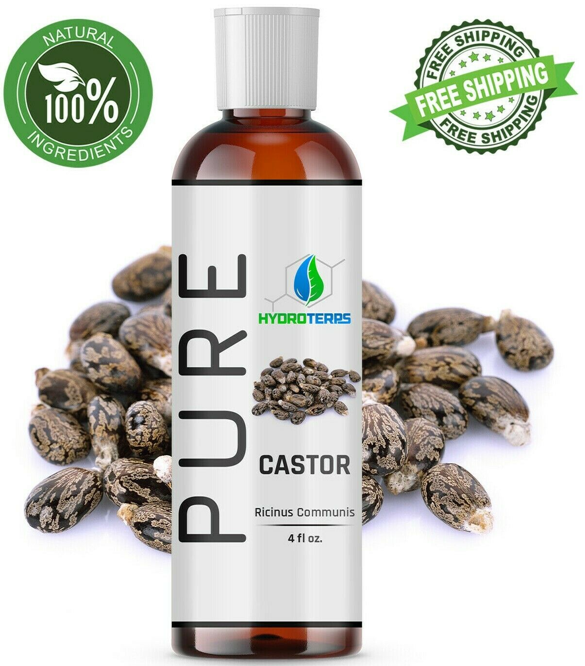Castor Oil 4 oz Cold Pressed 100% Pure For Eyelashes, Eyebrows and Hair Growth