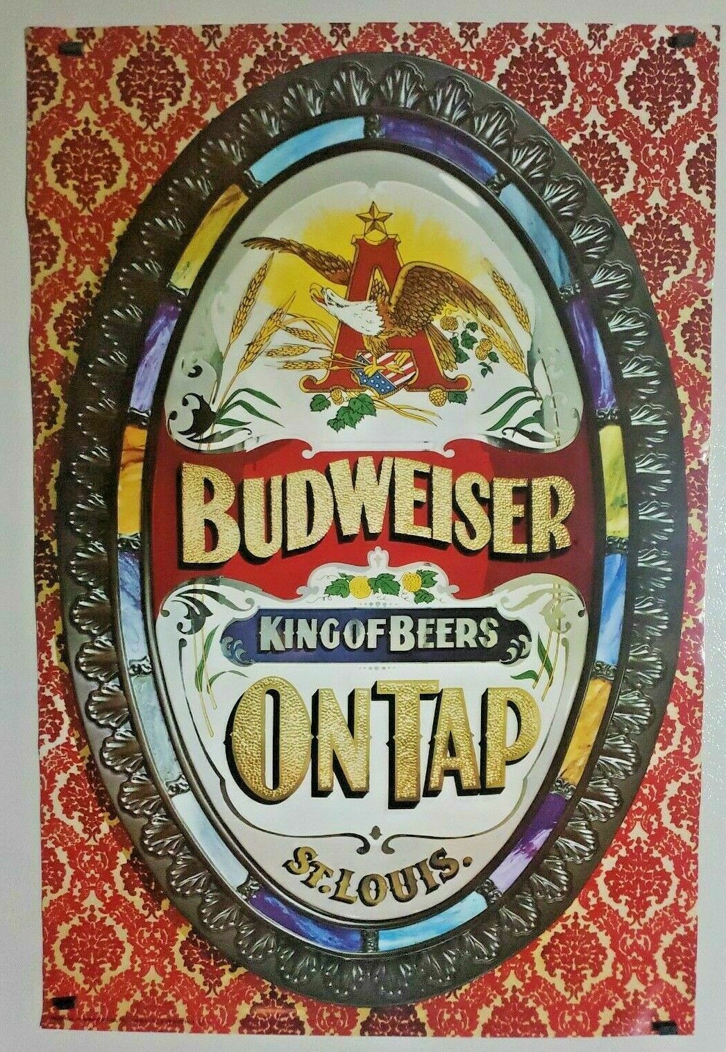 Vintage Anheuser Busch Budweiser King Of Bees Tavern / Store Poster 27"x18" Nos