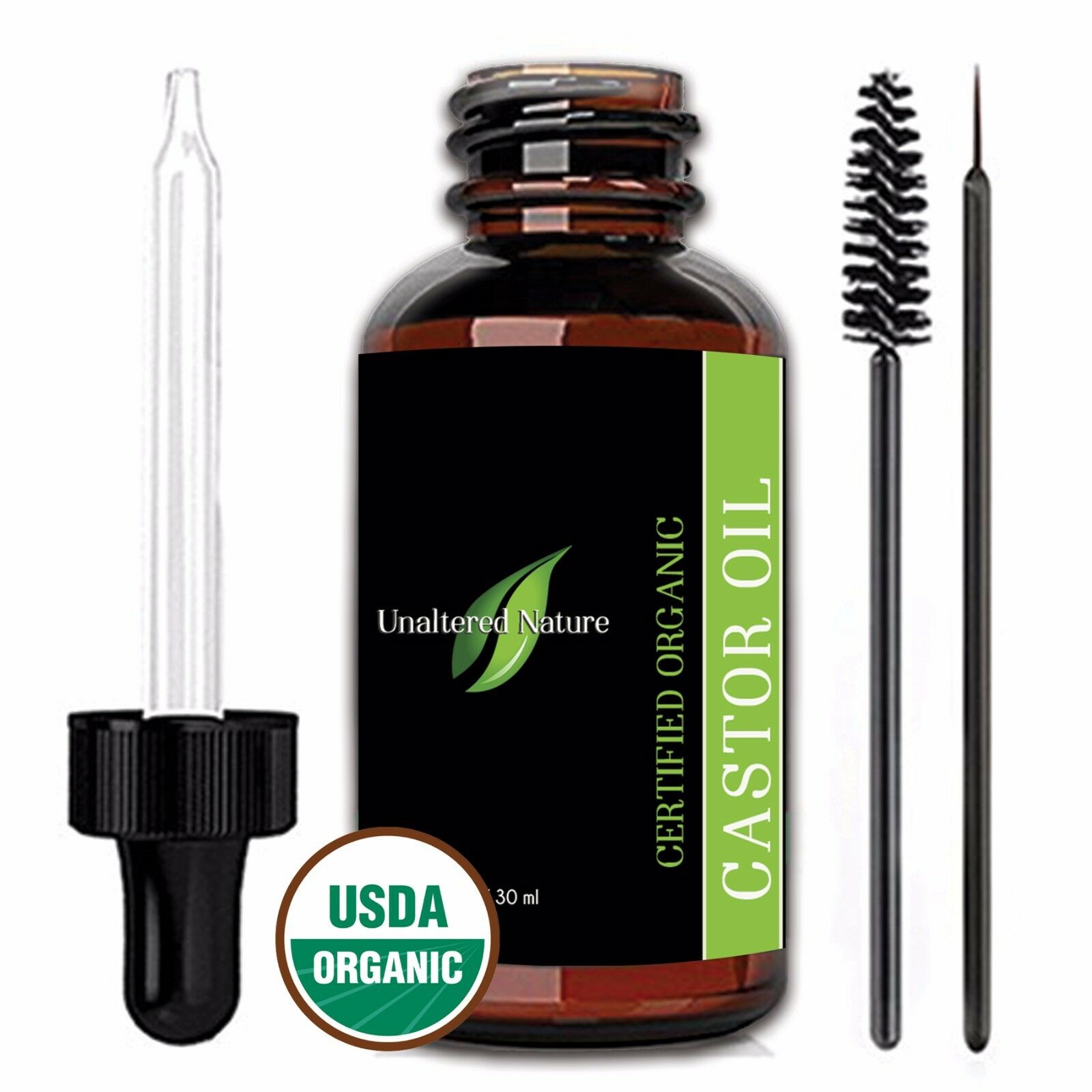 Premium Organic Castor Oil For Eyelashes, Eyebrows, Hair Growth, Skin & Face 1oz