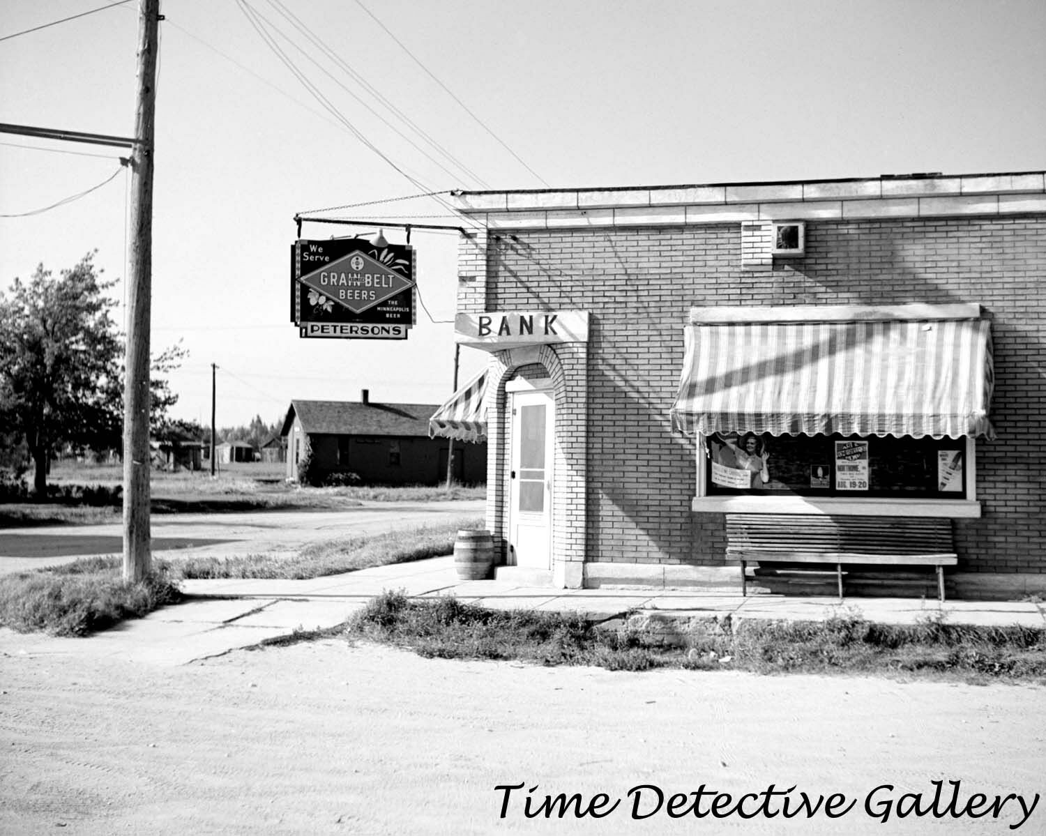 Bank/saloon W/ Grainbelt Beer Sign, Mizpah, Minnesota -1937 Historic Photo Print
