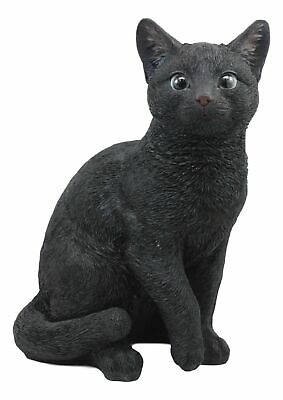 Large Lifelike Pawing Mystical Black Cat Statue 11.75