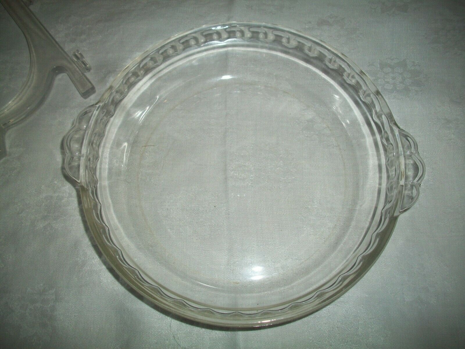 Pyrex  Deep Dish Clear Glass 9" Pie Plate Fluted Scalloped Edge W/ Handles #228