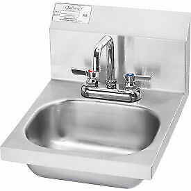 Krowne Hs-18 16" Wide Hand Sink With Deck Mount Faucet, Wrist Handles