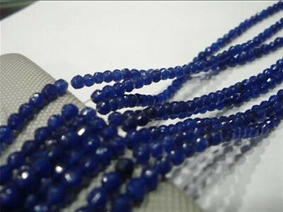 4mm Faceted Blue Sapphire Gemstone Loose Beads 15" Aa