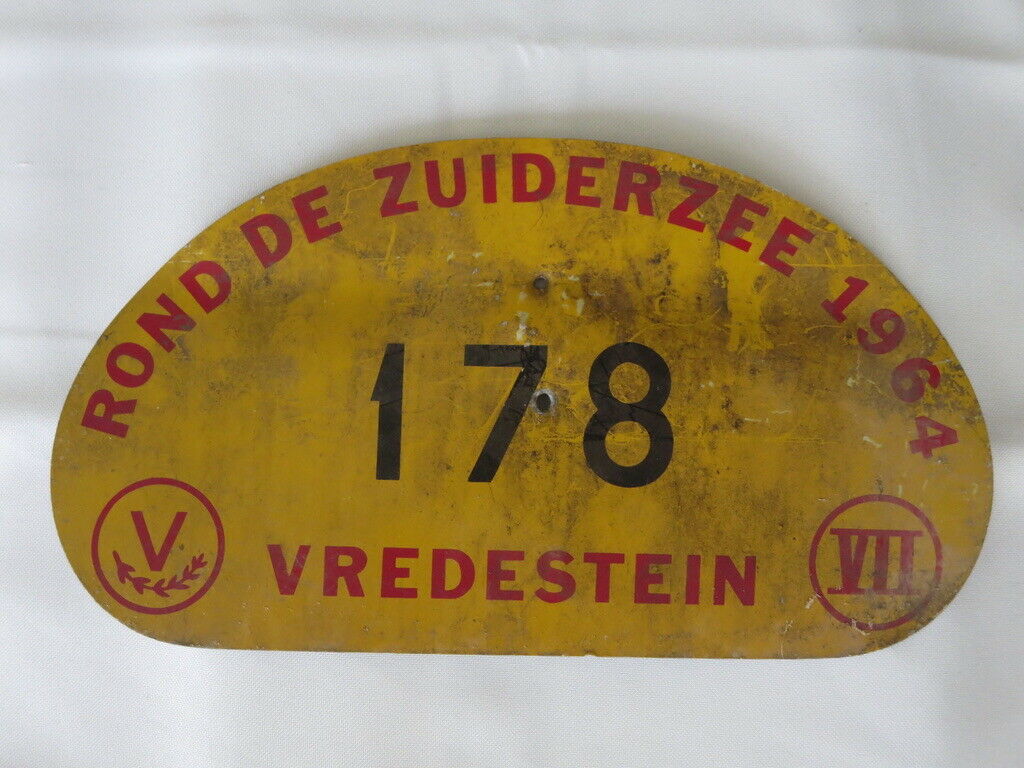 1964 Rond De Zuiderzee Rally Rallye Participant Plate #178 - Vredestein