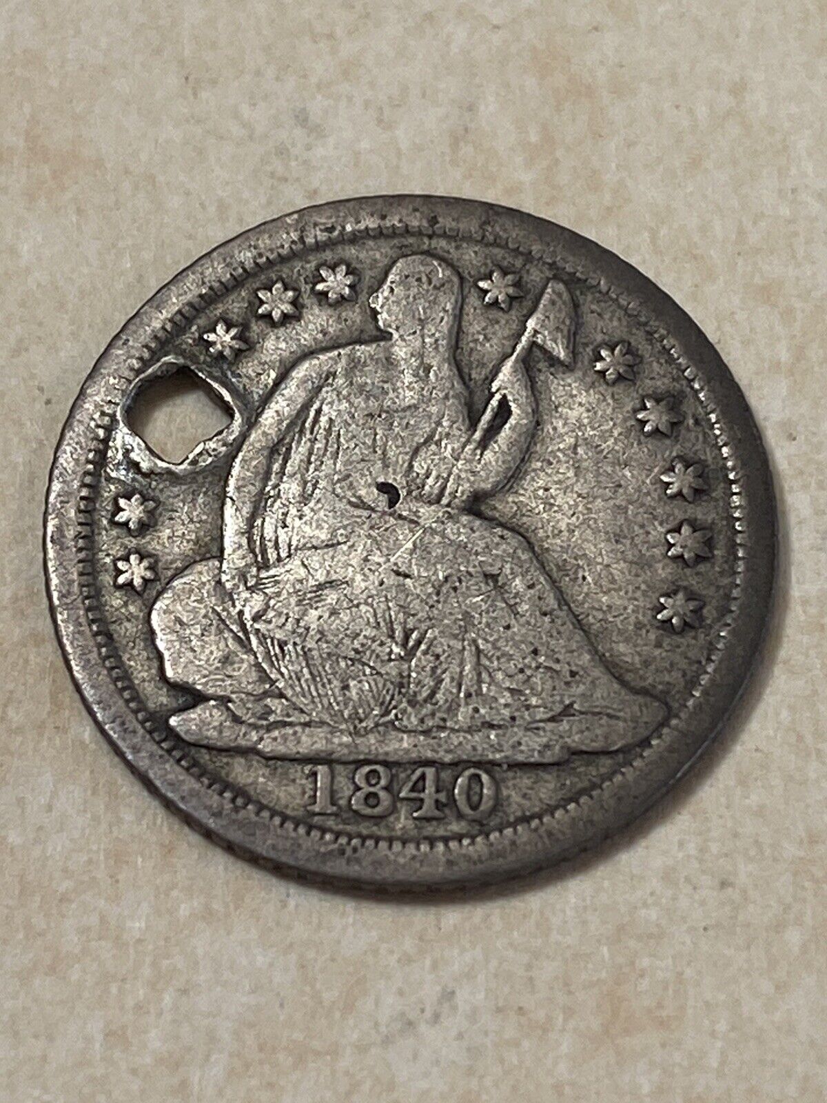 U.s. 1840 o Seated Liberty Half Dime 90% Silver - Holed - You Grade!!