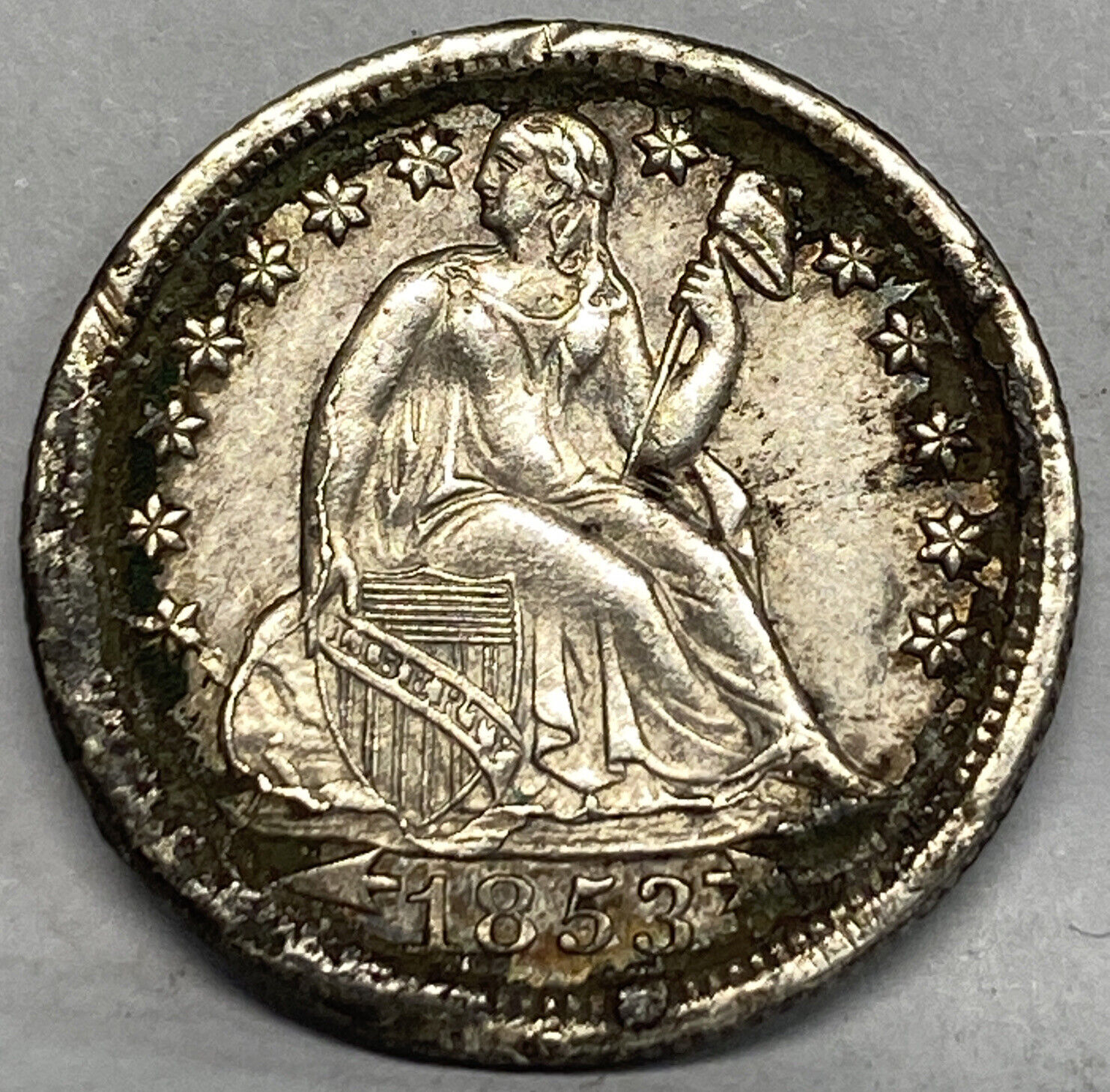 1853 With Arrows Seated Liberty Dime Au Details 90% Silver Damaged