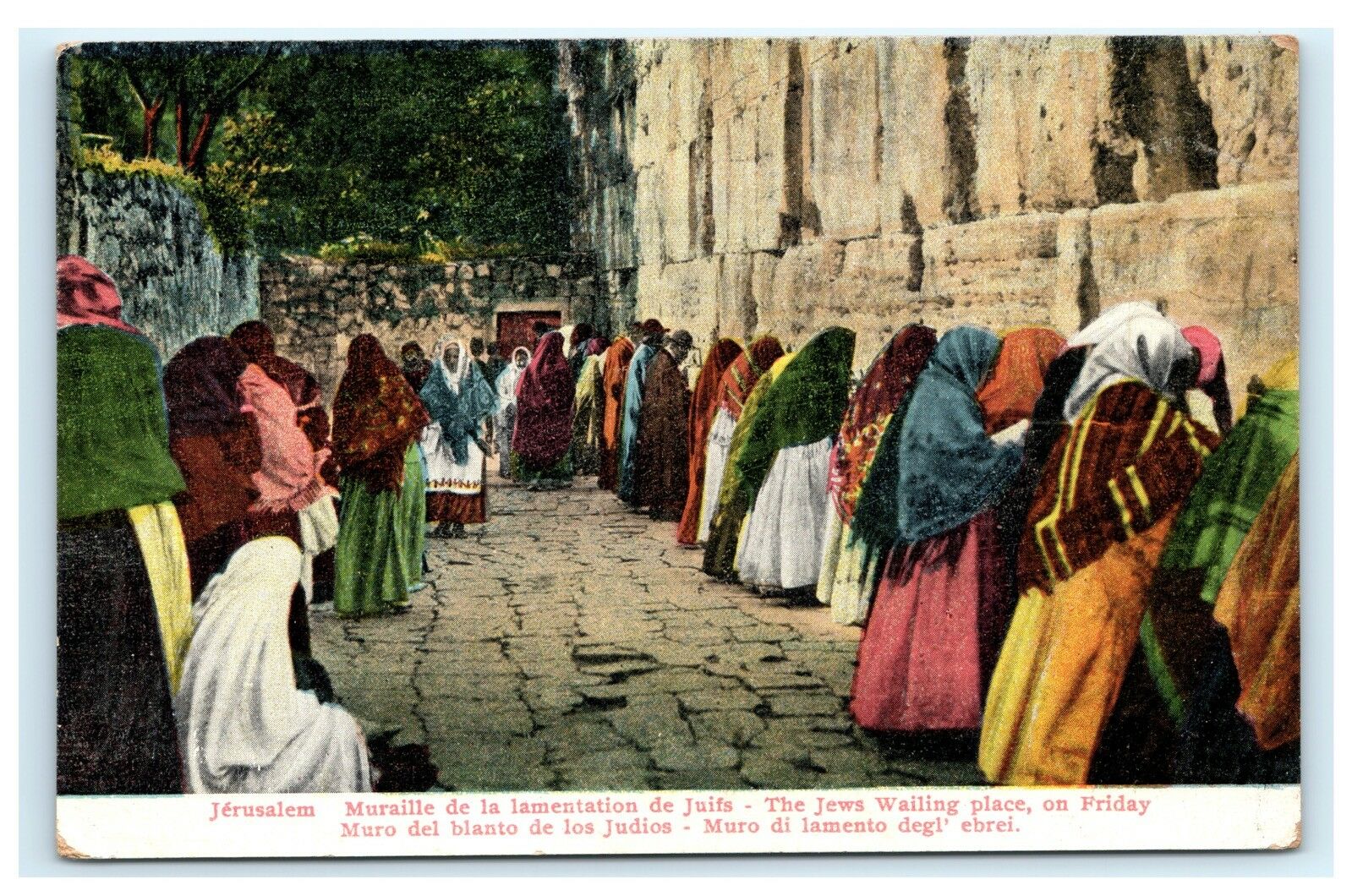 Jews Wailing Place on Friday Jerusalem Postcard Carte Postale C9