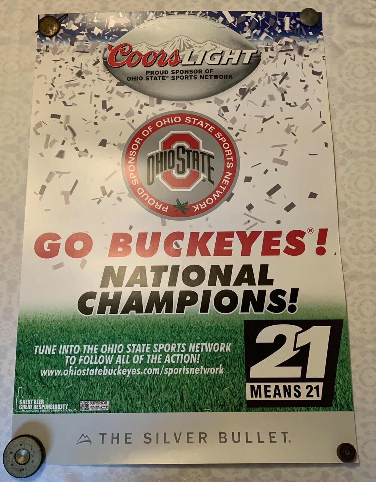 Coors Light Ohio State Go Buckeyes 2015 National Champions! Advertising Poster