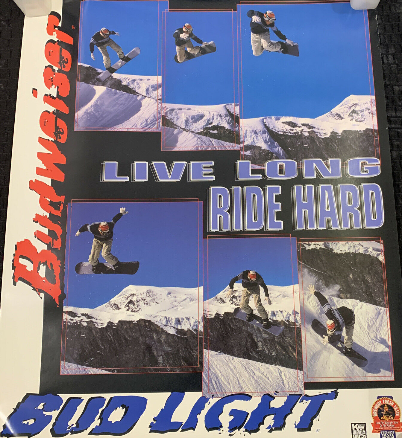 Vintage Beer Poster Advertising Ad Bud Light Budweiser  1996 27x22” Rare