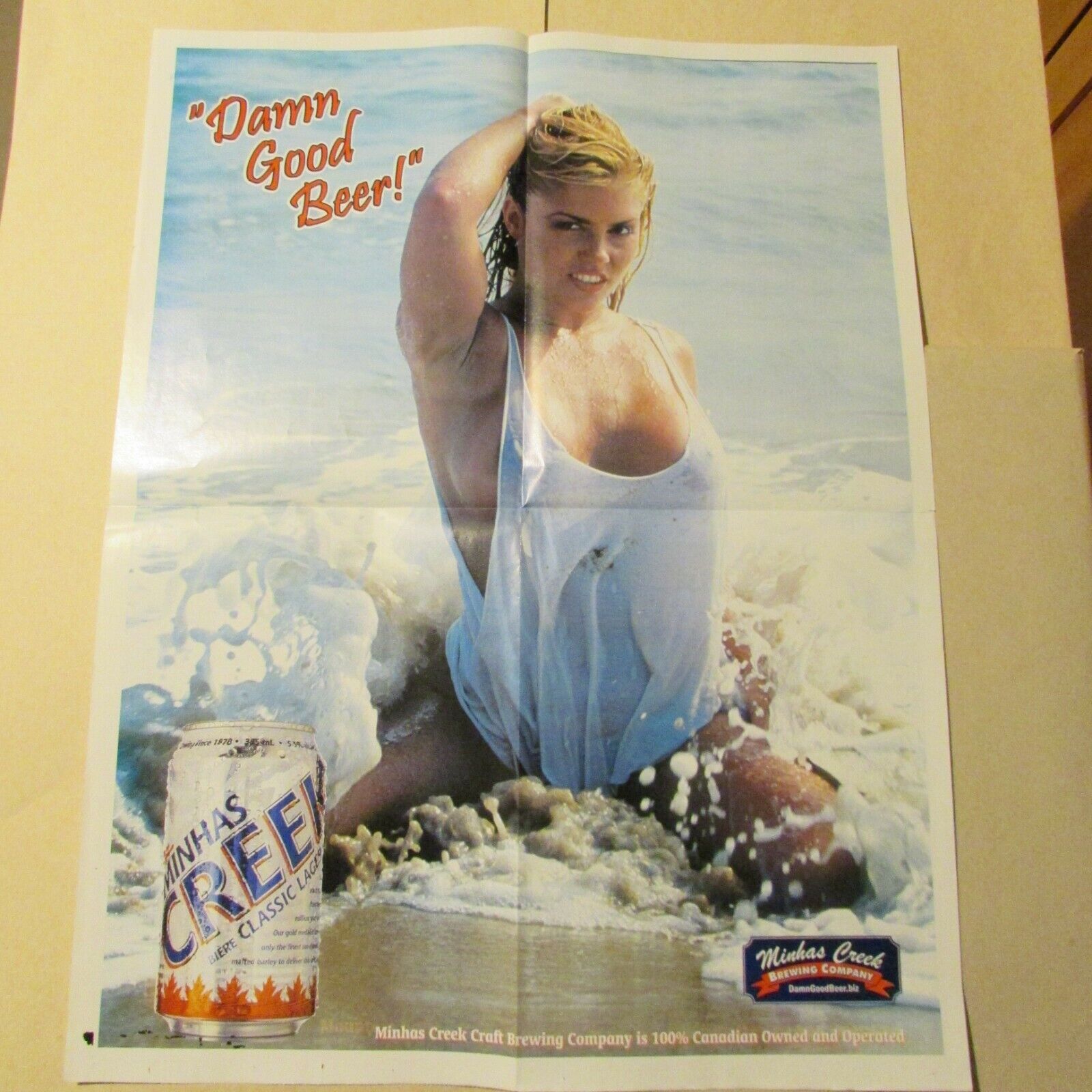 Minhas Creek Two Sided Beer Poster Sexy Woman In Bathing Suit Winnipeg Canada