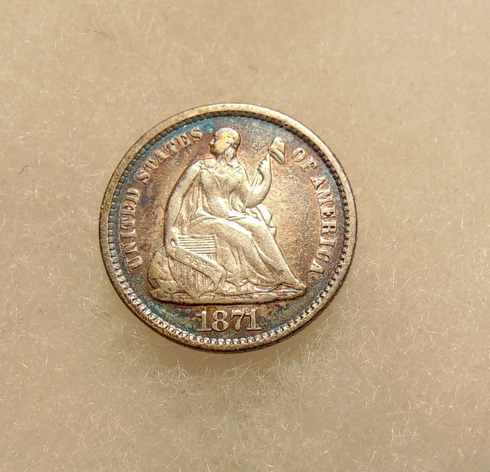 1871 Liberty Seated Half Dime - Better Date - Sharp Looking Coin -free Shipping