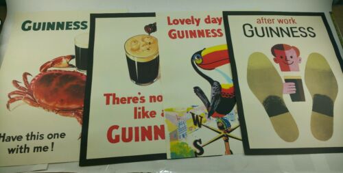 NOS Complete Classic Guinness Beer (4) PC Poster Promo Advertising Set Lot New B